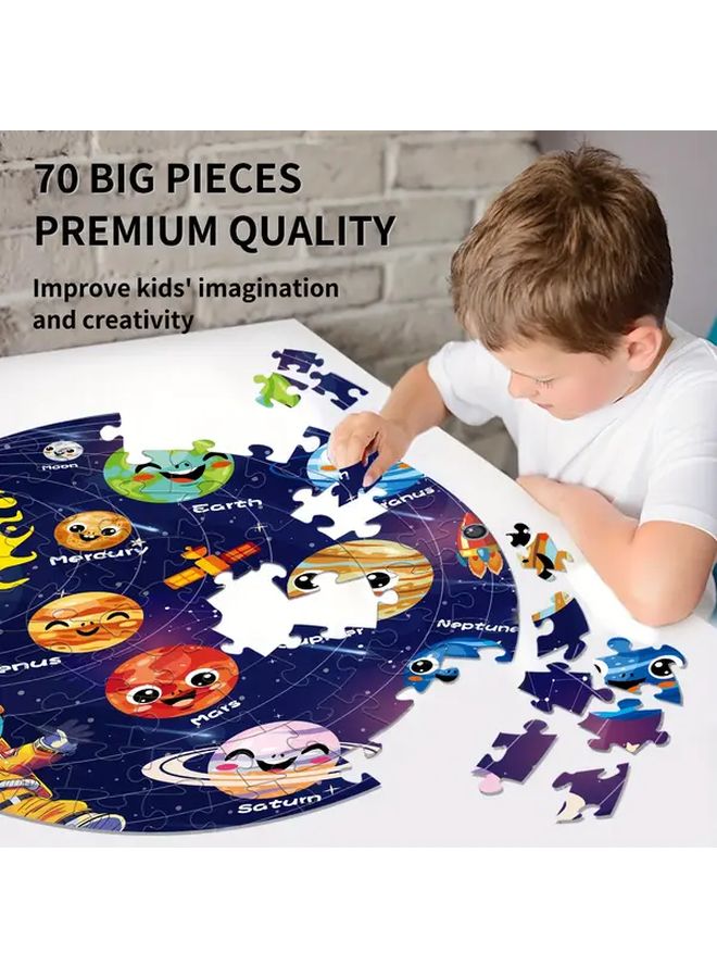 Glowing Solar System Jigsaw Puzzle 70pcs Large Floor Playful Planet Design A Box - Image 3