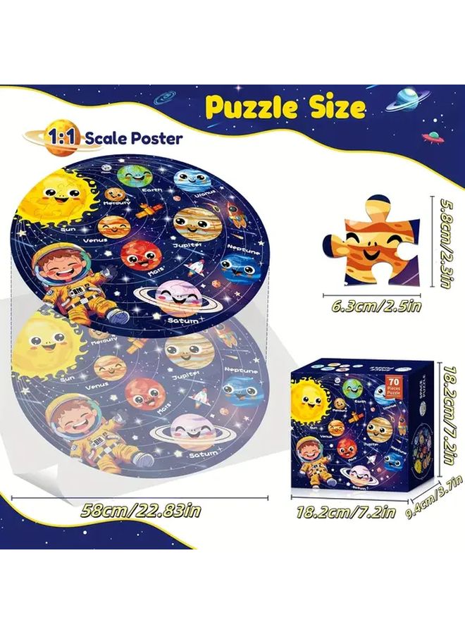 Glowing Solar System Jigsaw Puzzle 70pcs Large Floor Playful Planet Design A Box - Image 2