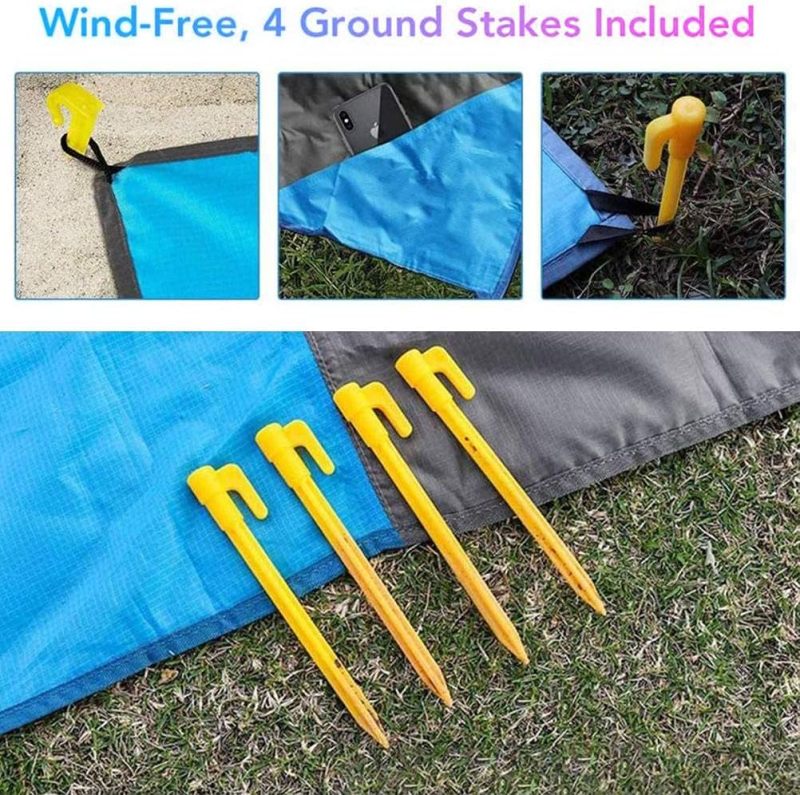 Waterproof Sandproof Beach Blanket 220 x 180 cm Extra Large Picnic Mat - Durable 210T Polyester Lightweight Portable Outdoor Blanket with Storage Pockets for Travel Camping Hiking - Image 3