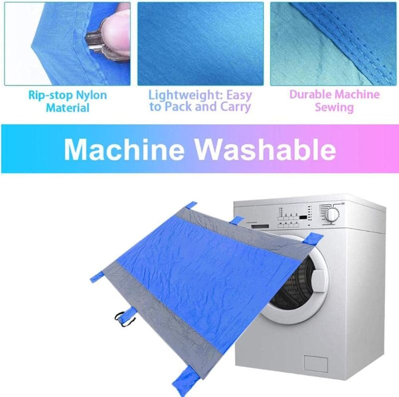 Waterproof Sandproof Beach Blanket 220 x 180 cm Extra Large Picnic Mat - Durable 210T Polyester Lightweight Portable Outdoor Blanket with Storage Pockets for Travel Camping Hiking - Image 2