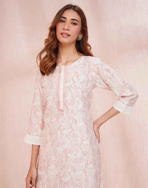 Fabindia Natural Cotton Silk Hand Block Printed Long Kurta