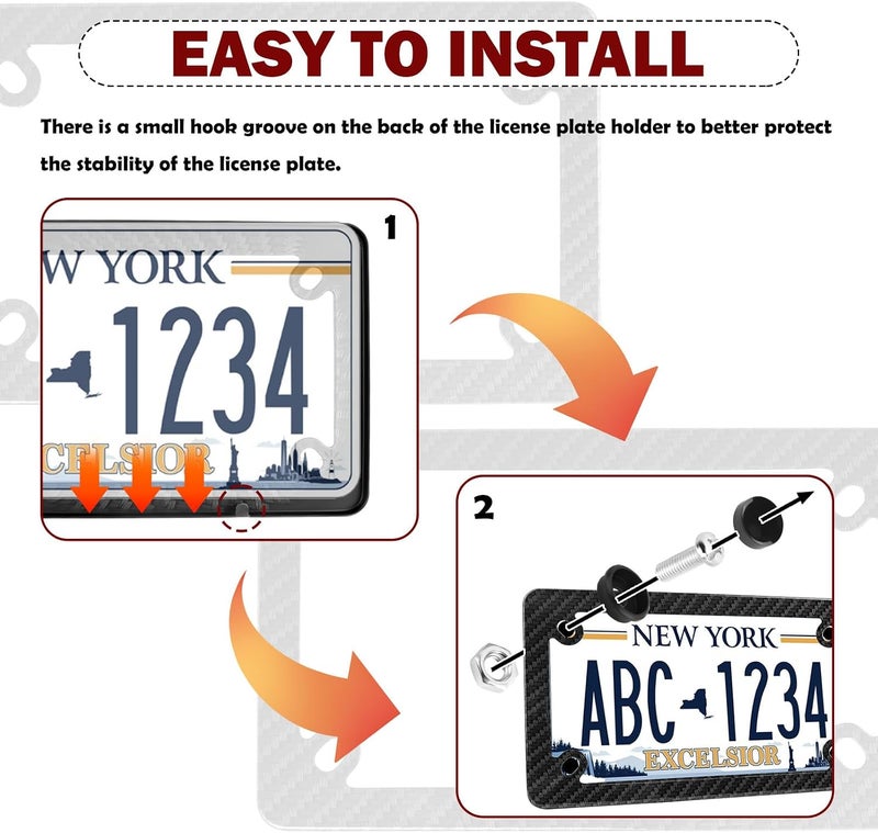 YGDMD Motorcycle License Plate Frames with Screws & Nuts,Carbon Fiber License Plate Frame for Decorating,Stainless Steel Motorcycles Accessories Motorcycles Licenses Plates Holder - Image 5