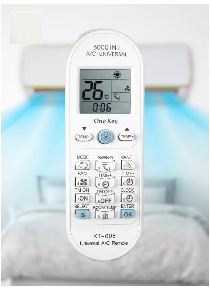 TIGER Universal Air Conditioner Remote Control – Compatible with TOSHIBA, PANASONIC, SANYO, FUJITSU & More | KT-e08 6000-in-1 One Key Series, Easy Setup & Full Functionality - Image 4