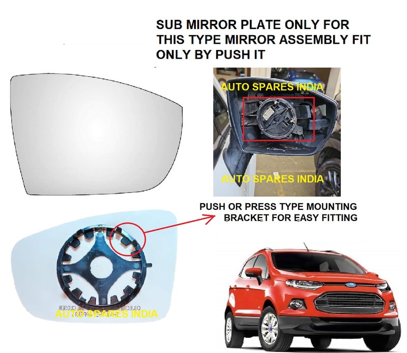 STYCARO OVRM Side View Mirror Glass Plate compatible with Ford Ecosport 2017-2021 Model (RIGHT DRIVER SIDE) - Image 2
