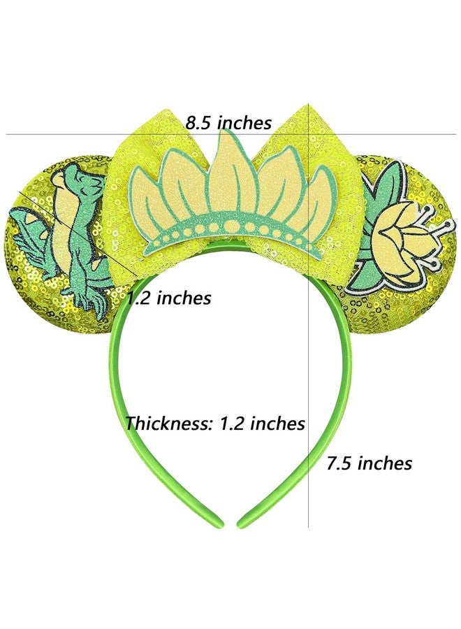 Bmobuo Princess Mouse Ears Headband for Women Green Frog Mouse Ears for Adult Park Ears - Image 5