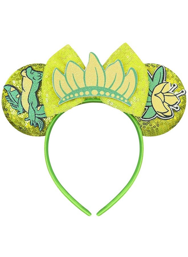 Bmobuo Princess Mouse Ears Headband for Women Green Frog Mouse Ears for Adult Park Ears - Image 1