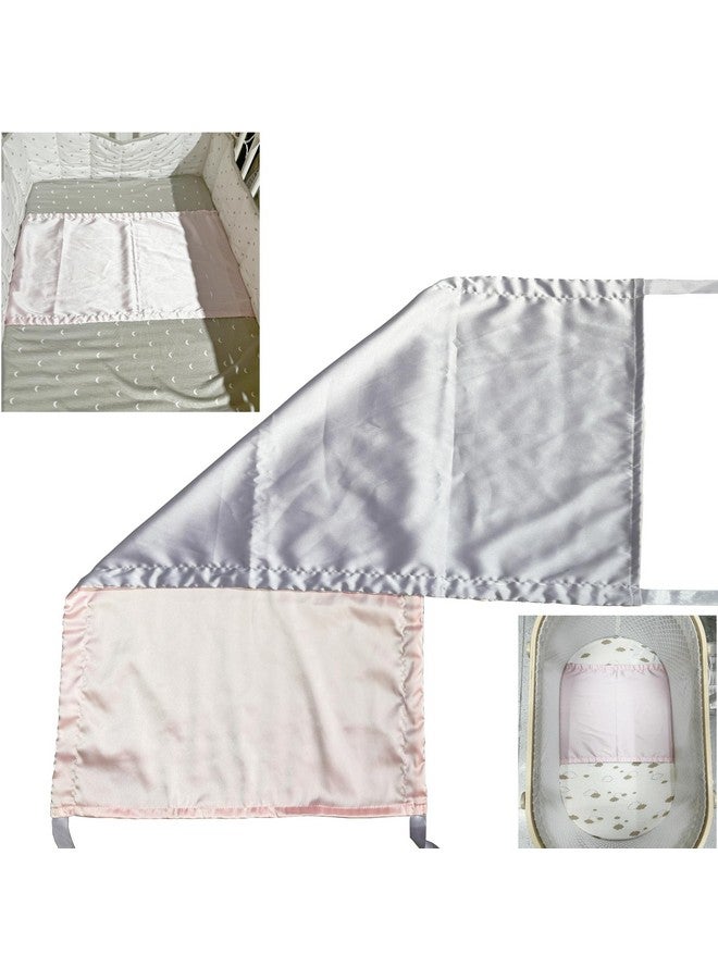 AKISS Satin Crib Sheet Pillow Cover Silk Bassinet Cradle Slip Reversible Use for Baby Girls Boys (Prism Pink & Light Grey) - Image 1