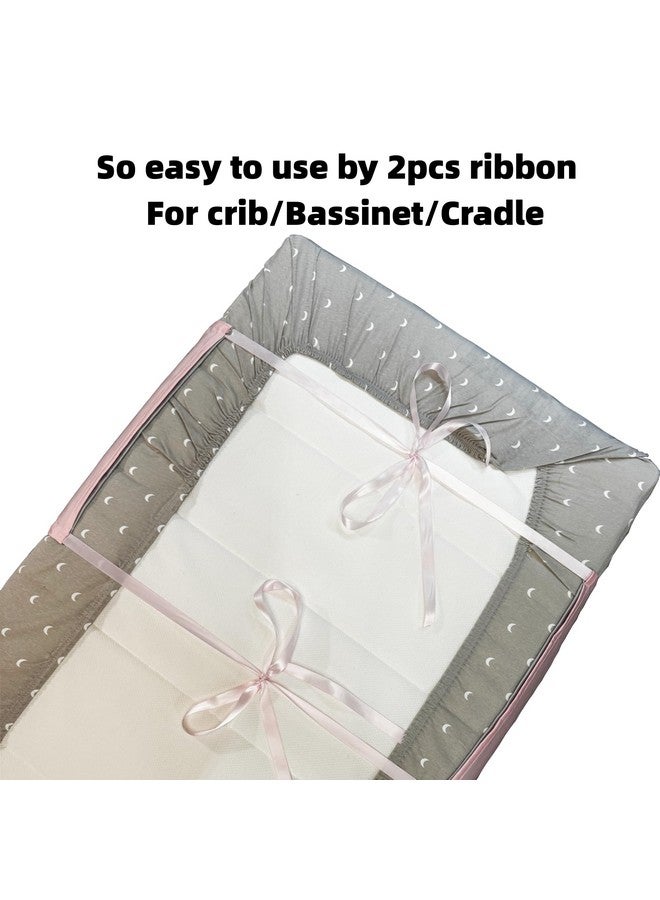 AKISS Satin Crib Sheet Pillow Cover Silk Bassinet Cradle Slip Reversible Use for Baby Girls Boys (Prism Pink & Light Grey) - Image 4