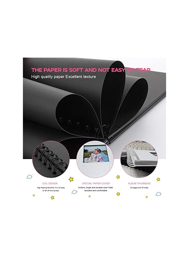 The Bros 2 Pcs Scrapbook Photo Albums, 20 Sheets Total 40 Pages Memory Book, Craft Paper for Your Family - Image 4