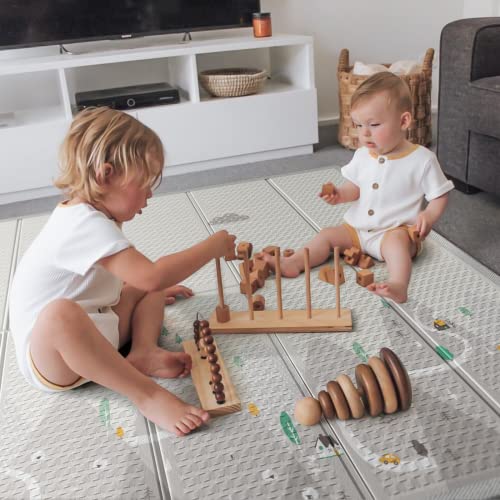 ZEEBABA Baby Play Mat, 59"x59" Foldable & Reversable Large Baby Mat, 0.4" Thick Waterproof Foam Play Mat, Baby Activity Tummy Time Mat, Foam Play Mat for Babies and Toddlers, for 59 inch Playpen - Image 3