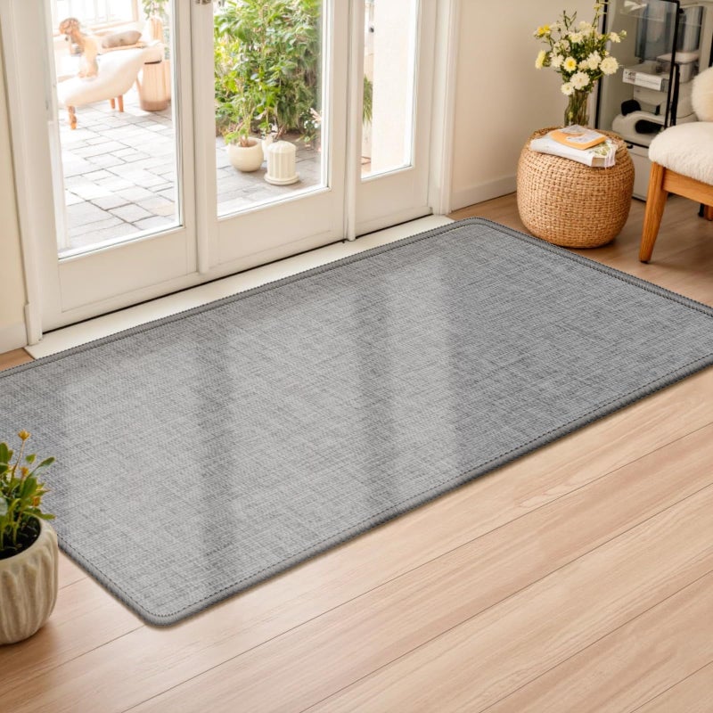 LEKEEPGO Ultra Thin Indoor Door Mat 24"x47", Low-Profile Door Mat Indoor Entrance, Non Slip Rubber Backing Inside Doormat Washable Welcome Front Entryway Dirt Trapper Entry Mat, Grey - Image 1