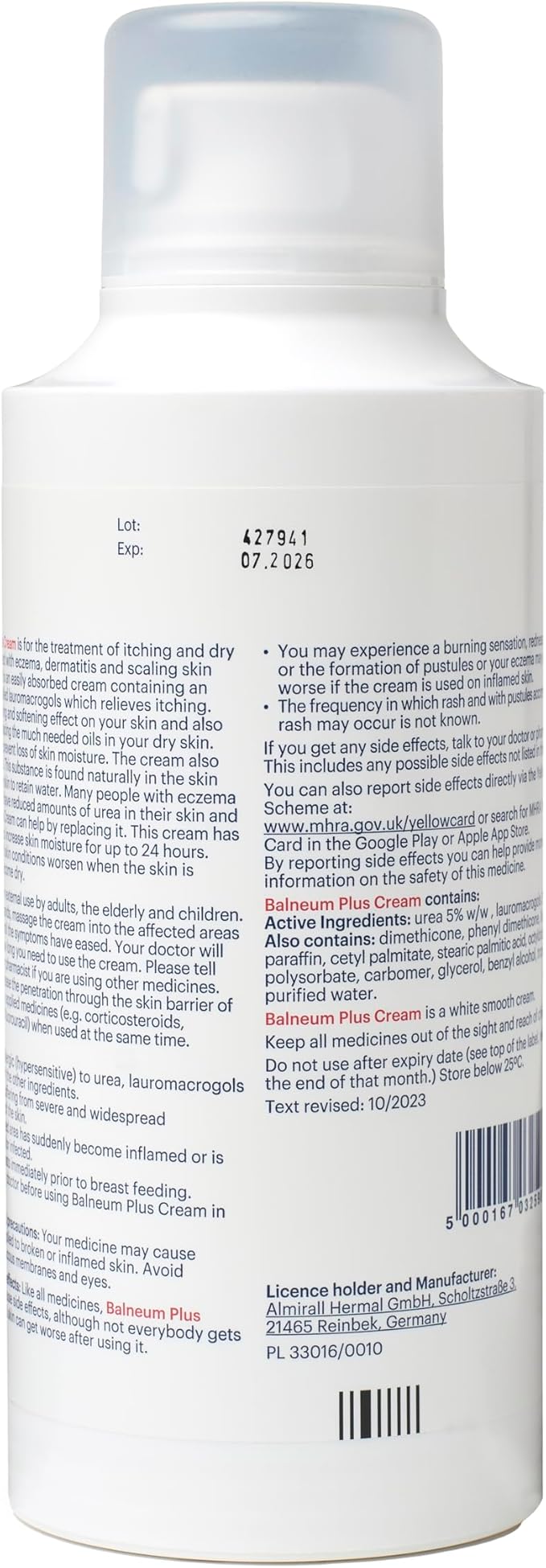 Balneum Plus Cream Intensive Hydration for Dry Skin Suitable for Children and Adults Moisturises and Soothes Itchy Skin AllDay Moisture Lock 500g - Image 3