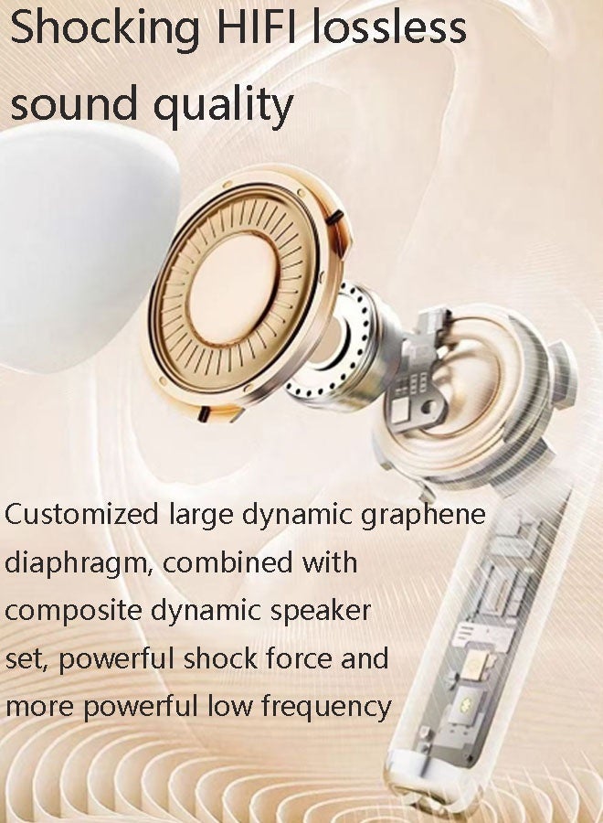 Neutral True Wireless In-Ear Bluetooth Earphones with Short Handle – Bluetooth 5.4, Active Noise Cancellation, 360° Surround Sound with 12D Audio, Hi-Fi Lossless Sound Quality, Ultra-Long Battery Life, Suitable for Gaming, Esports, and Running (White) - Image 2