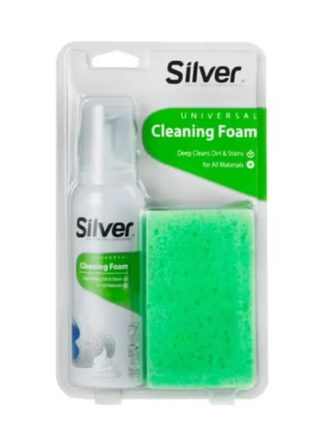 Silver Dirt and Stain Cleaning Foam with Sponge 125ml