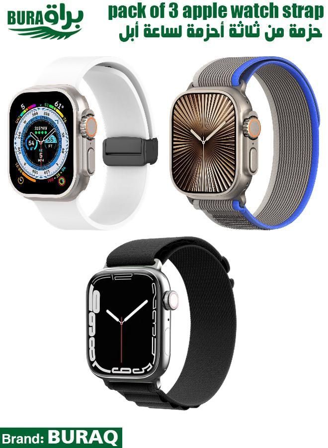BURAQ Apple Watch Band Strap For Apple Watch Ultra 2/Ultra 49mm, Series 10 46mm, 9/8/7 45mm, SE2/SE/6/5/4 44mm, 3/2/1 42mm 