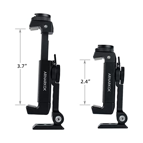 Arnarkok Metal Phone Tripod Mount w Rotatable Cold Shoe for Micphone Easy Use,Compatible with iPhone Tripod Adapter, Cell Phone Mount Holder,Hot Video Creater Vlogging Rig - Image 3