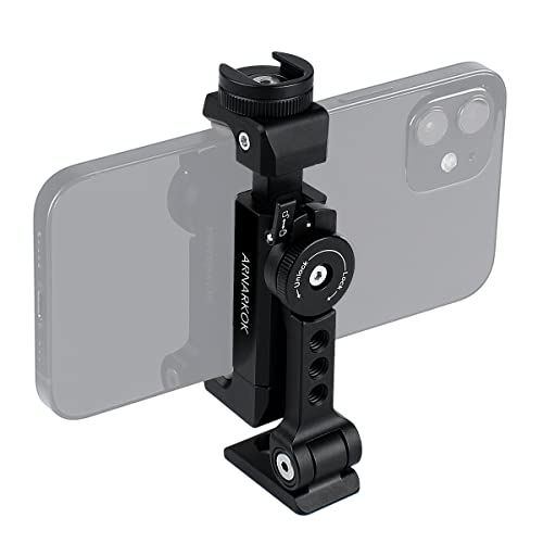 Arnarkok Metal Phone Tripod Mount w Rotatable Cold Shoe for Micphone Easy Use,Compatible with iPhone Tripod Adapter, Cell Phone Mount Holder,Hot Video Creater Vlogging Rig - Image 1