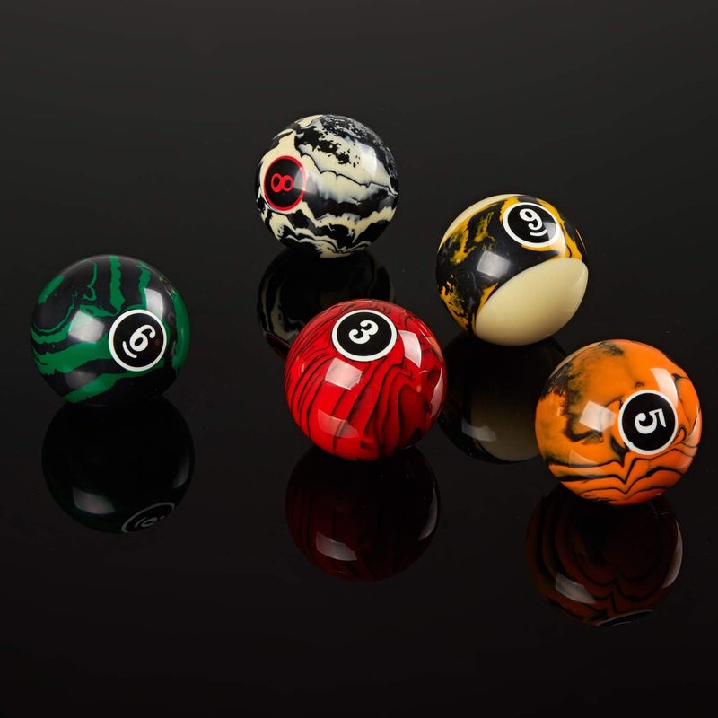 Collapsar Deluxe 2-1/4" Billiard Pool Balls Marble-Swirl Style Billiards Ball Complete 16 Ball Set (Several Style Available) - Image 3
