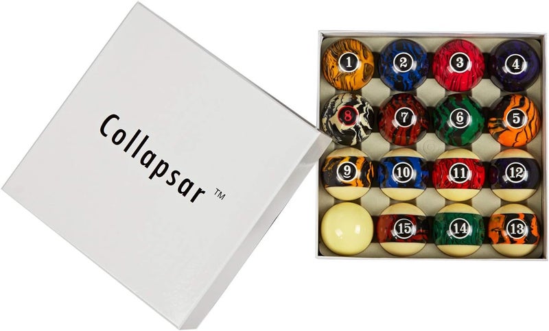 Collapsar Deluxe 2-1/4" Billiard Pool Balls Marble-Swirl Style Billiards Ball Complete 16 Ball Set (Several Style Available) - Image 4