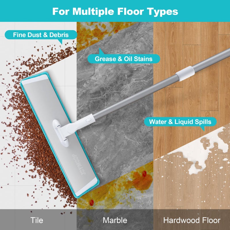 JOYMOOP 18 Inch Dust Mop for Hardwood Floors, Heavy Duty Industrial Wet Dry Mops with Telescopic Handle, Includes 3 Microfiber Mop Pads - Image 5