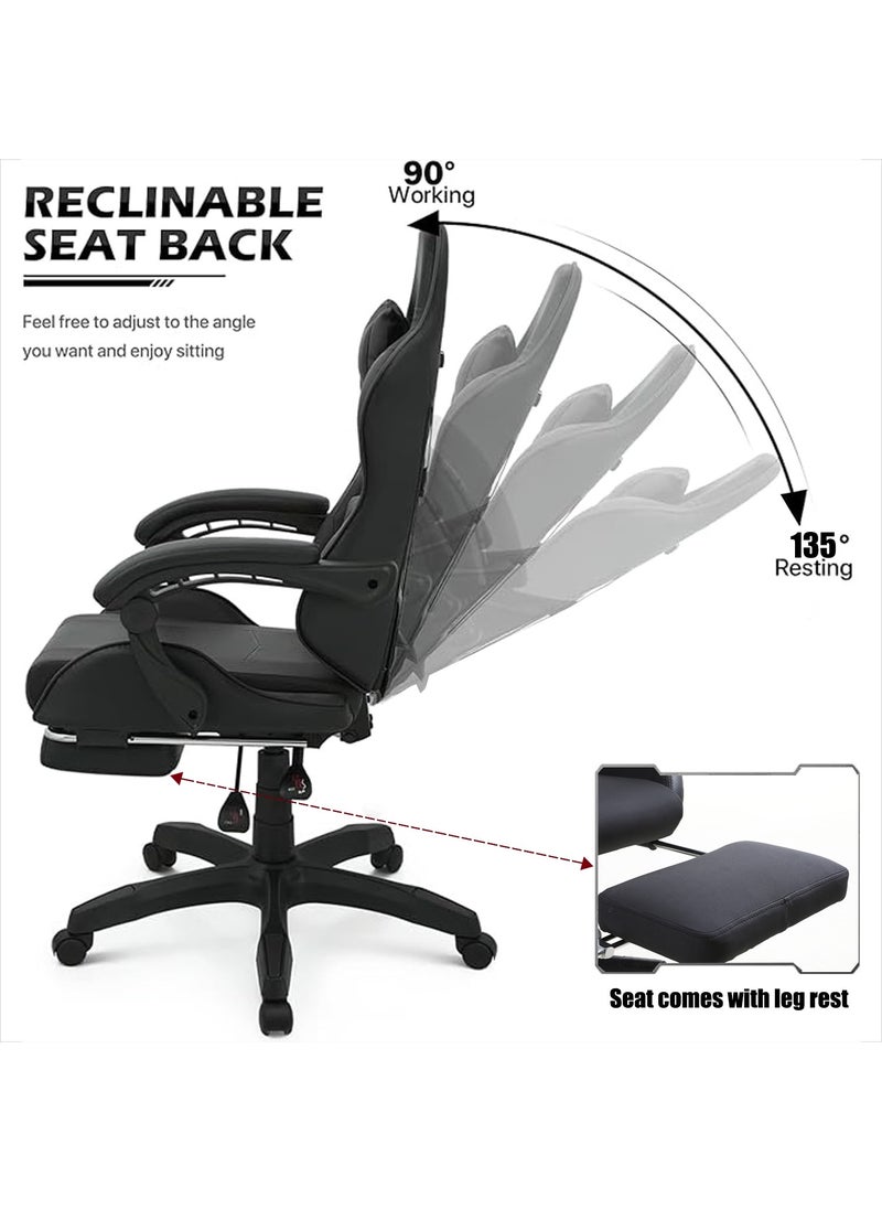 Generic - Gaming Chair Adult  Ergonomically Designed Backrest Seat Adjustable Lift and Swivel Task Chair Chair Back Tilts 135° with Footrest Suitable for Computer Gaming Offices (Red) - Image 1