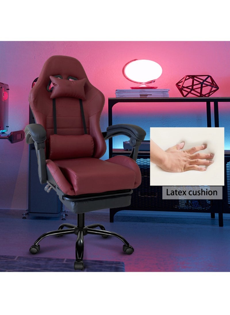 Generic - Gaming Chair Adult  Ergonomically Designed Backrest Seat Adjustable Lift and Swivel Task Chair Chair Back Tilts 135° with Footrest Suitable for Computer Gaming Offices (Red) - Image 1