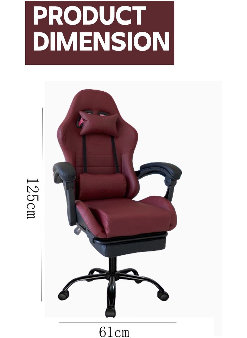 Generic - Gaming Chair Adult  Ergonomically Designed Backrest Seat Adjustable Lift and Swivel Task Chair Chair Back Tilts 135° with Footrest Suitable for Computer Gaming Offices (Red) - Image 1