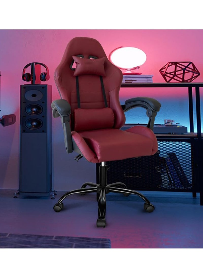 Generic - Gaming Chair Adult  Ergonomically Designed Backrest Seat Adjustable Lift and Swivel Task Chair Chair Back Tilts 135° with Footrest Suitable for Computer Gaming Offices (Red) - Image 1