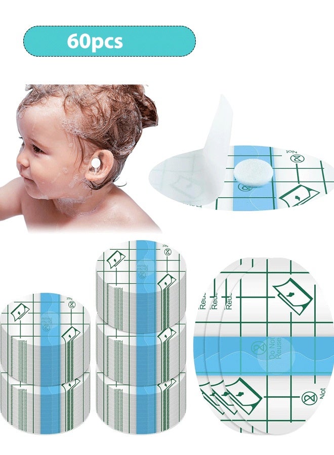 إيزي سو 60 قطعة من ملصقات حماية الأذن المقاومة للماء، أغطية أذن للأطفال للاستخدام مرة واحدة للسباحة، أغطية أذن استحمام للأطفال، ملصقات حماية حديثي الولادة، كرات قطنية للاستحمام للأطفال، السباحة، ركوب الأمواج، الغطس، الرياضات المائية (أزرق) - Image 1