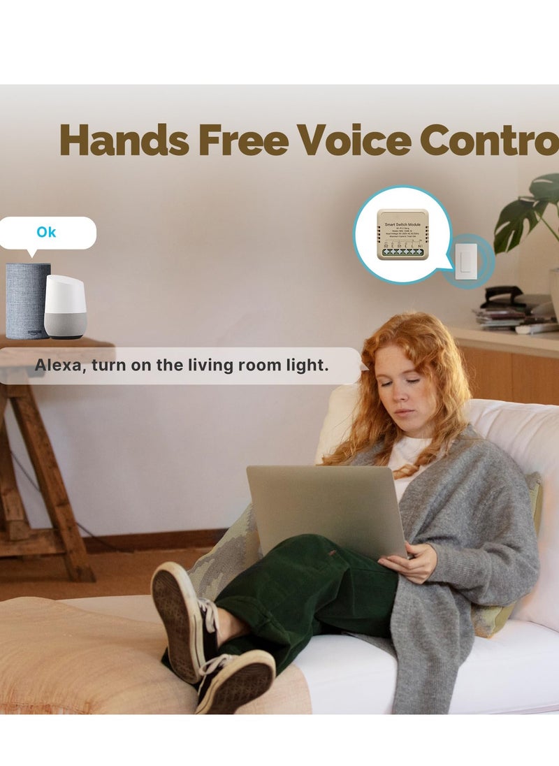Excefore - WiFi Smart Relay and Touch Wall Switch, Works with Google Assistant & Alexa, 2-Way Multi-Control, RF433 Remote, Timer Relay 2 Gang 10A, Smart Life/Tuya, No Hub Required (1PC) - Image 1