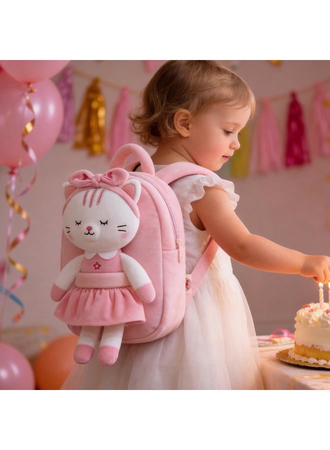 Lazada Cat Toddler Backpack Kitty Kids Backpacks for Girls with Detachable White Cat Toy 9" Age 2+ - Image 2