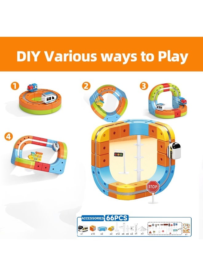 ماجني الاصحاب 66-Piece DIY Magnetic Levitation Track Set – Anti-Gravity Maglev Train Toy with Rechargeable Battery & USB Charger – 3D Loop Coaster Building Kit for Kids Ages 3+ - Image 1