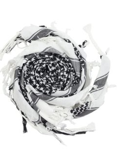 Generic Shemagh Scarf Military Tactical Desert Keffiyeh Scarf Head Neck Scarf Bandana Cotton Colorful Arab Scarves Wrap with Tassel for Men & Womenâ€¦ (White Black)  - Image 2