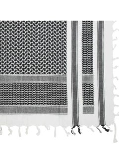 Generic Shemagh Scarf Military Tactical Desert Keffiyeh Scarf Head Neck Scarf Bandana Cotton Colorful Arab Scarves Wrap with Tassel for Men & Womenâ€¦ (White Black)  - Image 3