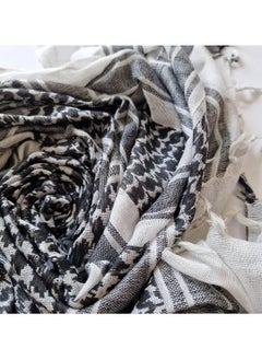 Generic Shemagh Scarf Military Tactical Desert Keffiyeh Scarf Head Neck Scarf Bandana Cotton Colorful Arab Scarves Wrap with Tassel for Men & Womenâ€¦ (White Black)  - Image 4