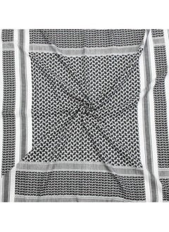 Generic Shemagh Scarf Military Tactical Desert Keffiyeh Scarf Head Neck Scarf Bandana Cotton Colorful Arab Scarves Wrap with Tassel for Men & Womenâ€¦ (White Black)  - Image 5