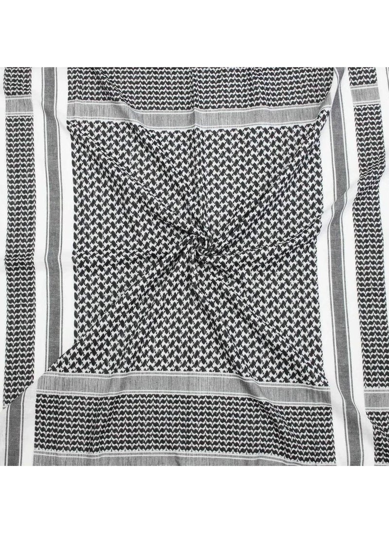 Generic Shemagh Scarf Military Tactical Desert Keffiyeh Scarf Head Neck Scarf Bandana Cotton Colorful Arab Scarves Wrap with Tassel for Men & Womenâ€¦ (White Black)  - Image 5
