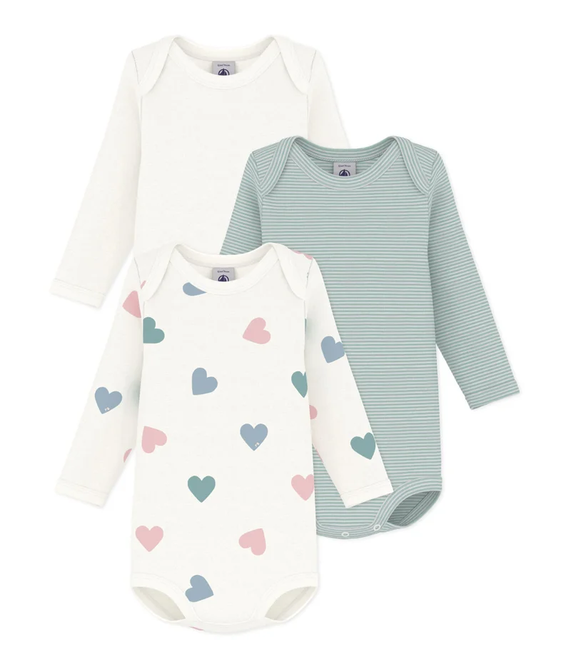 بيتي باتو Pack Of Babies' Long-Sleeved Bodies In Cotton Printed With Flowers
