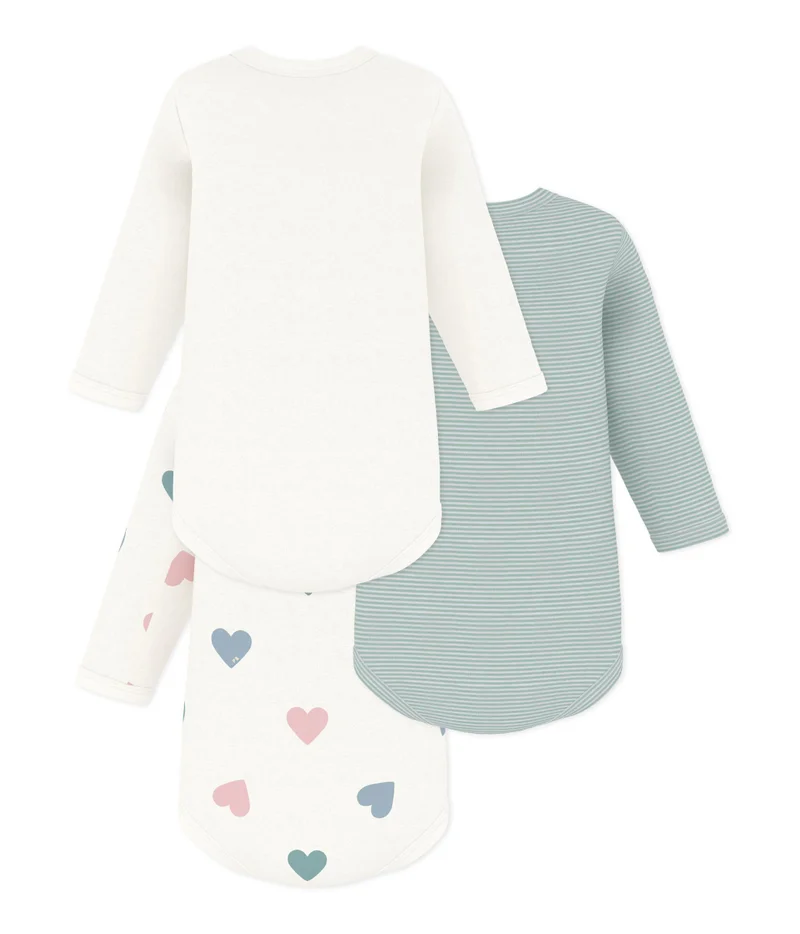 بيتي باتو Pack Of Babies' Long-Sleeved Bodies In Cotton Printed With Flowers