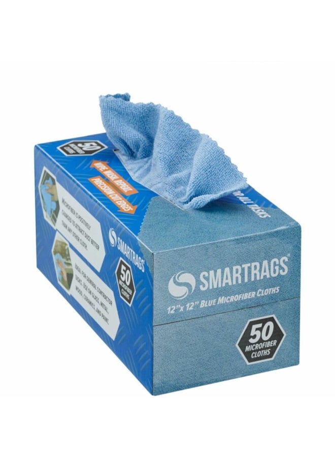 MONARCH 50-Piece Smartrags Disposable Reusable Microfiber Cloths Blue 16 x 16 Inch M950B - Image 1