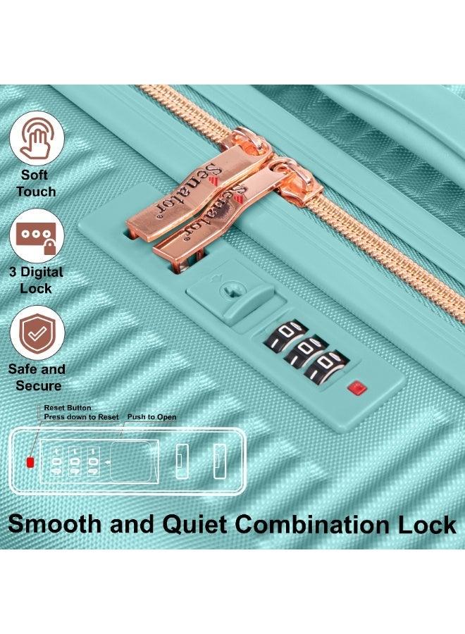 SENATOR hard case medium checked luggage trolley for unisex abs lightweight 4 double wheeled suitcase with built in tsa type lock a5123 green - Image 5