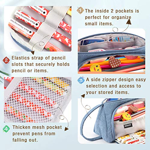 iSuperb Big Capacity Pencil Case Corduroy Large Pencil Pouch Portable Pen Bag Zipper Organizer Makeup Cosmetic Bags for Women Office - Image 4