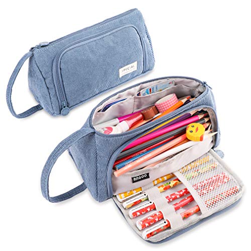 iSuperb Big Capacity Pencil Case Corduroy Large Pencil Pouch Portable Pen Bag Zipper Organizer Makeup Cosmetic Bags for Women Office - Image 1