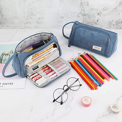 iSuperb Big Capacity Pencil Case Corduroy Large Pencil Pouch Portable Pen Bag Zipper Organizer Makeup Cosmetic Bags for Women Office - Image 2