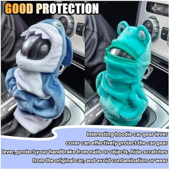 ريحني تروس صغيرة من نوع Animal Gear Stick بغطاء هودي ناقل حركة السيارة غطاء ناقل الحركة سترة ناقل الحركة المضحك مقبض ناقل الحركة واقي هودي أدوات لطيفة إكسسوارات وزينة داخل السيارة بلو شارك أخضر ضفدع - Image 4