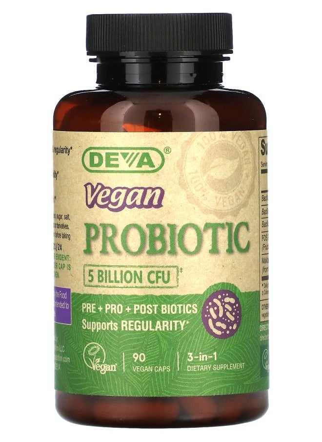 Deva 3-in-1 Vegan Probiotic 5 Billion CFU 90 Vegan Caps 