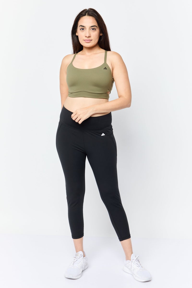 Adidas Women Sportswear Fit Brand Logo Training Bra, Olive - Image 3