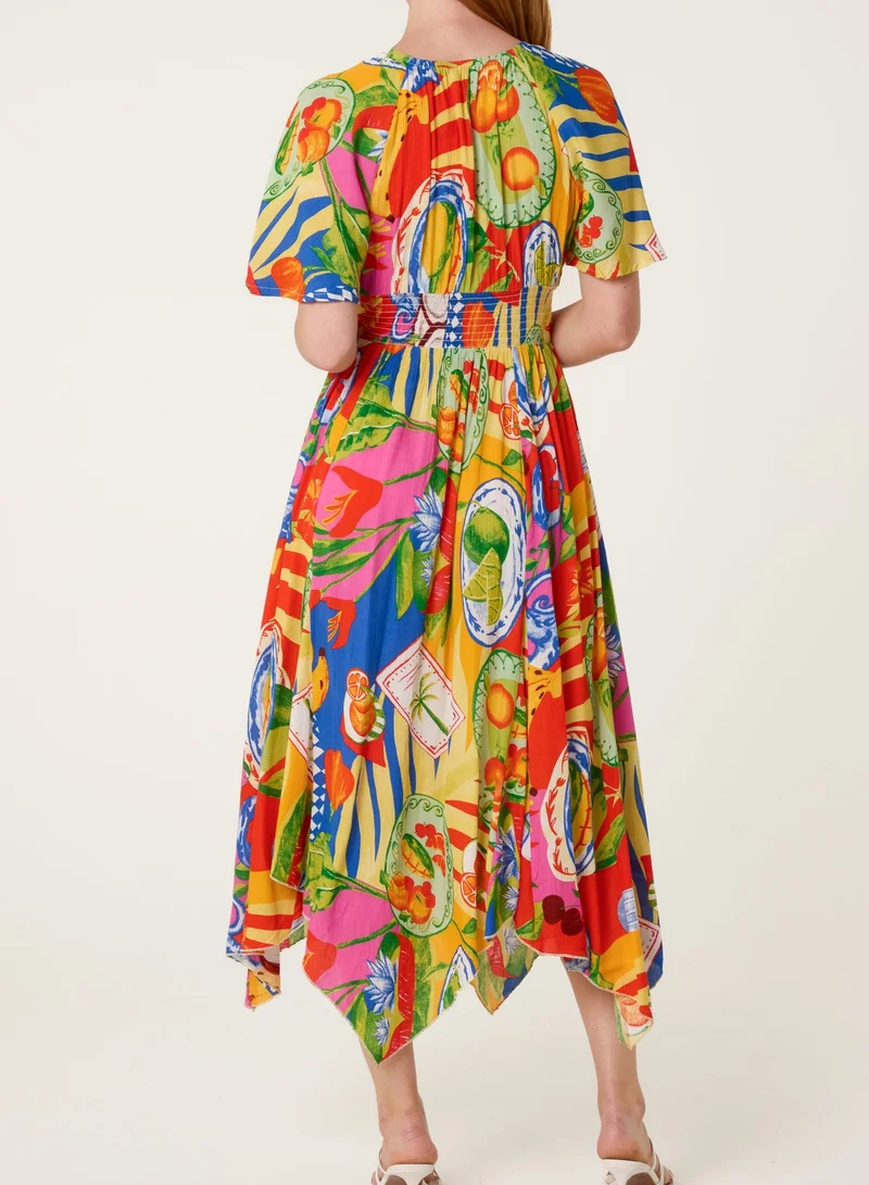 بلو فانيلا Shirred Waist Hanky Hem Dress