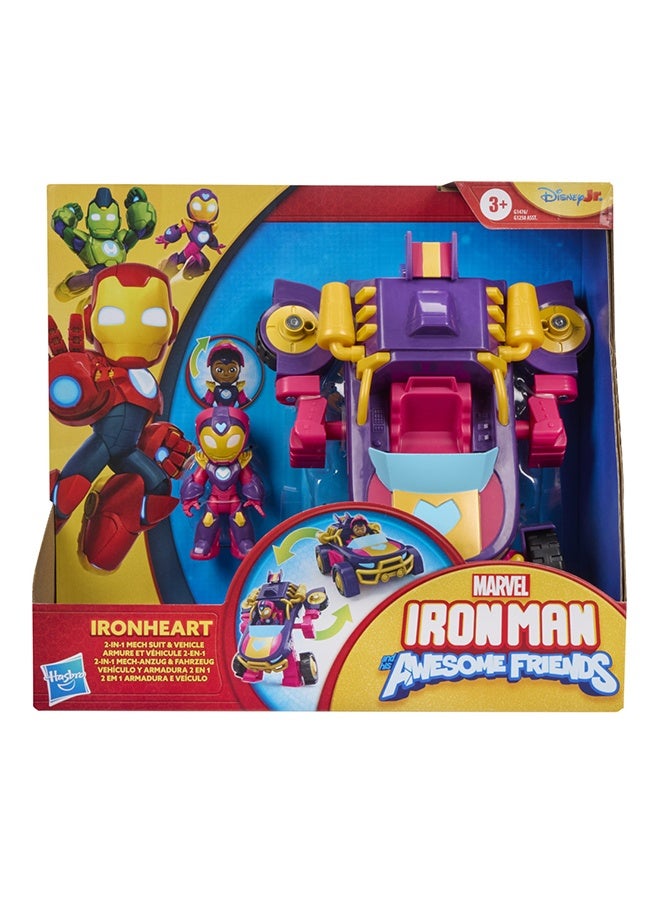MARVEL CLASSIC مارفل آيرون مان وأصدقائه الرائعين بدلة ميكانيكية ومركبة آيرون هارت 2 في 1، مجموعة تماثيل وألعاب سيارات، ألعاب الأبطال الخارقين، للأعمار من 3 سنوات فما فوق - Image 2