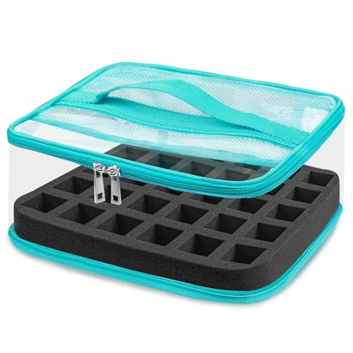 SUBAY Clear Nail Polish Organizer Holds 30 Bottles Nail Polish Storage Organizer Case for Nail Supplies Manicure Tools Portable Nail Tech Travel Case Bag for Nail Stuff Storage Display Mint Green - Image 1